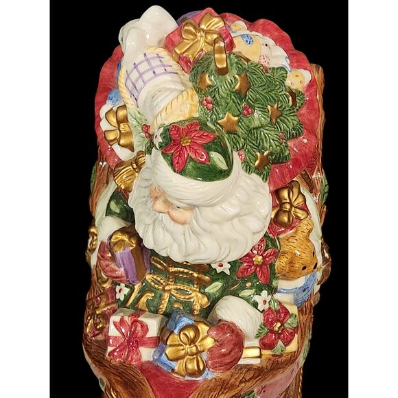 Fitz and Floyd Santa's Sleigh Cookie Jar 2003 Excellent condition 12×14×7 - Picture 9 of 9